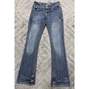 Red Rivet Jeans Women 7 Medium Wash Embellished Bootcut Stretch Low Rise Western